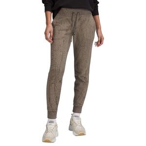 Lululemon Warm Down Jogger Pant Brown & Black Cotton Terry Sz 8